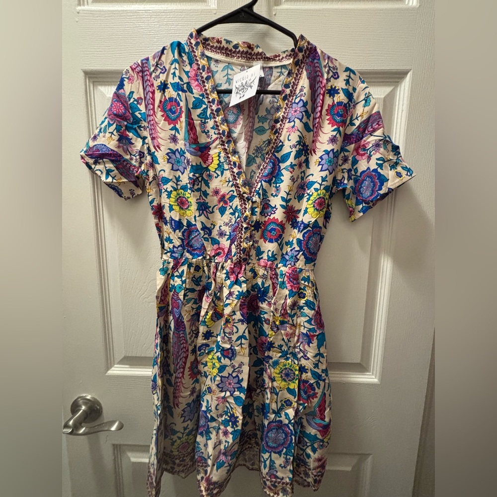 Wicked AF - Floral V-Neck Dress with Short Sleeves